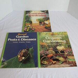 Sunset Gardening Books Lot Container Organic Garden Pests Diseases‎